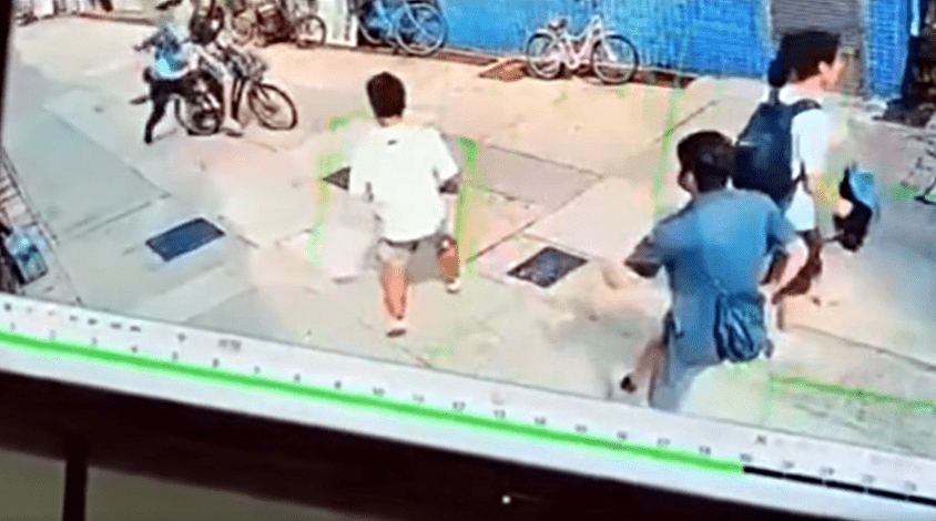 男警追截一輛電動單車。fb：車cam L（香港群組）