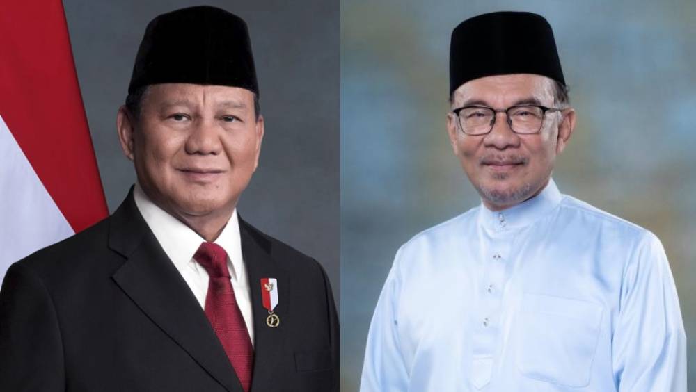 印尼總統普拉博沃（左）和大馬首相安華（右）。 新華社