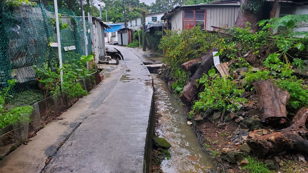 上水天平山村今日曾經水浸。