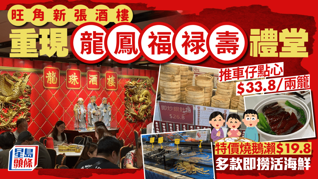 旺角新張酒樓重現龍鳳福䘵壽禮堂!推車仔點心$33.8/兩籠 多款即撈活海鮮
