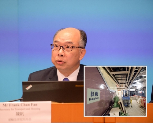 陳帆下午就沙中線紅磡站擴建工程舉行記者會。 資料圖片