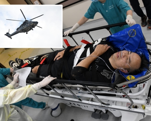 男子由直升機救起送院。楊偉亨攝