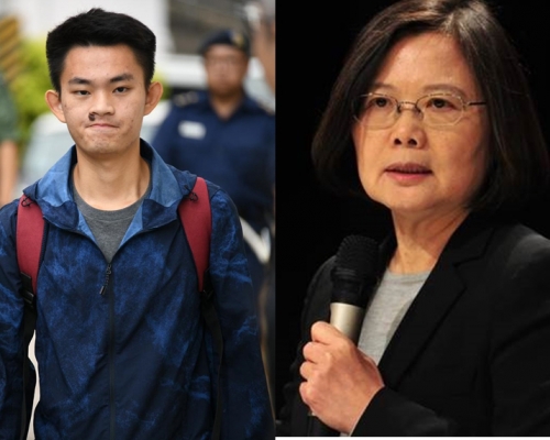 蔡英文(右)表示，陳同佳(左)案只有逮捕沒有自首問題。 資料圖片