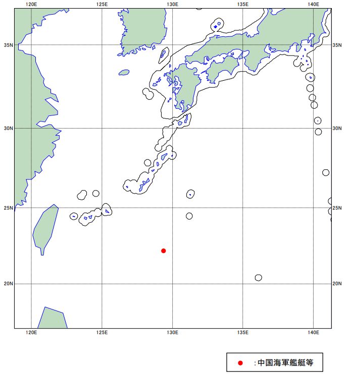 辽宁号打击群驶抵所在位置。日本防卫省