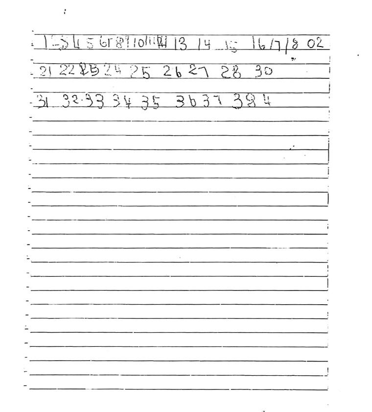 女童在家學時親筆寫英文字母及數字。 