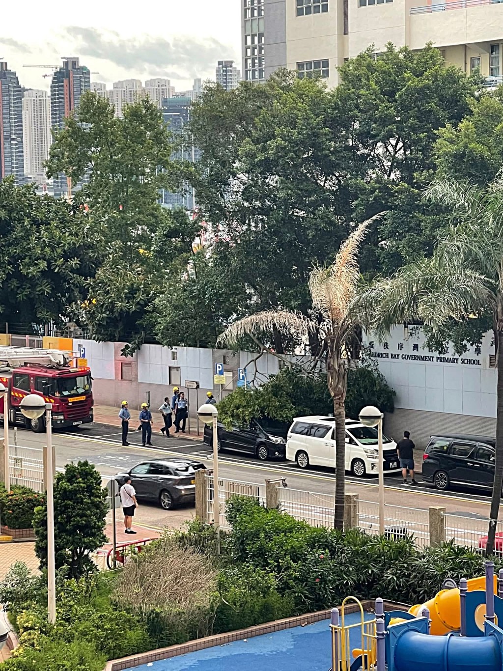 大樹壓中一輛私家車。fb：筲箕灣西灣河關注組