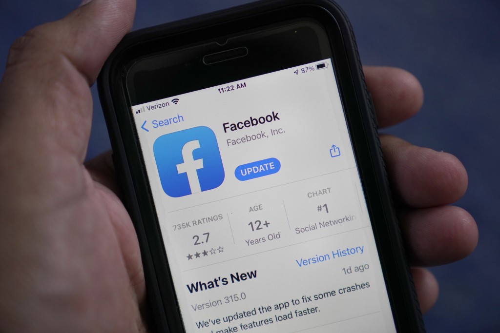 facebook母公司Meta也遭到起訴。美聯社
