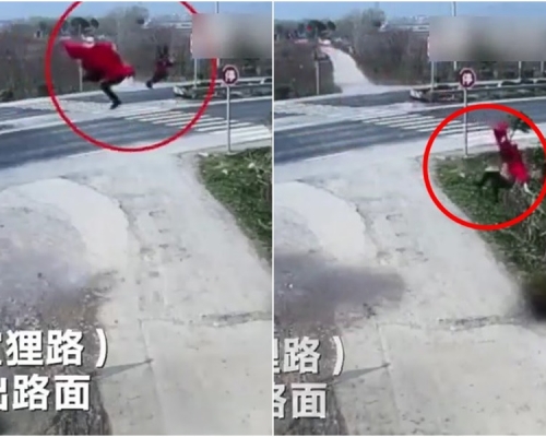 汽車失事,被拋飛10米外。 影片截圖