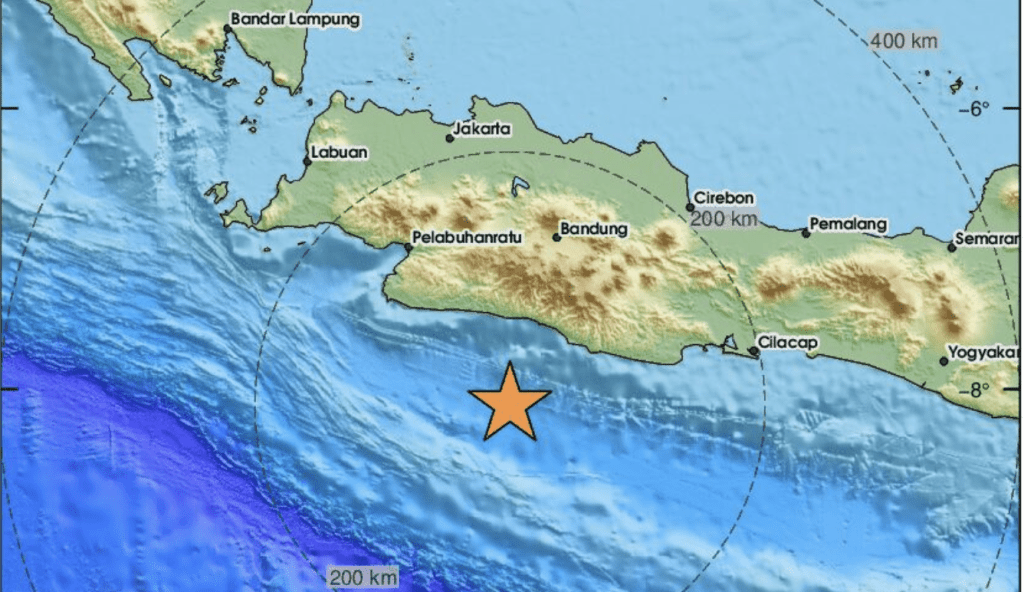 印尼爪哇島對開海域6.5級地震。EMSC