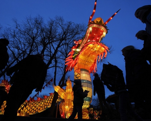 德國有動物園舉行「魔幻光世界」光影展，展出大批五光十色、不同題材的中式燈籠。美聯社