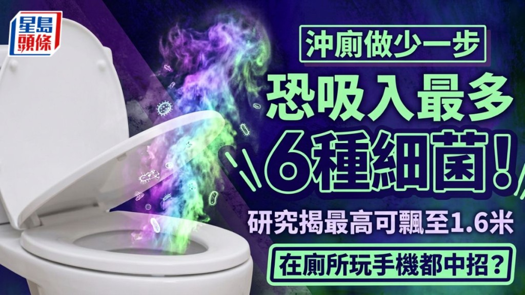 沖廁做少一步恐吸入最多6種細菌！研究揭最高可飄至1.6米 在廁所玩手機都中招？