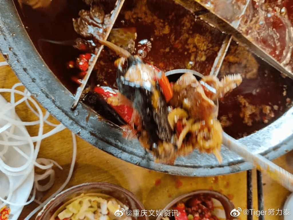 网民称重庆市九龙坡一知名火锅店用餐，竟从火锅捞出整只煮烂了的老鼠。