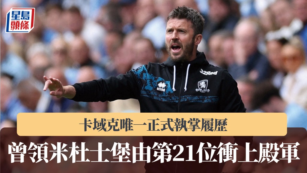 英超｜卡域克唯一正式執掌履歷 曾領米杜士堡由第21位衝上殿軍。路透社