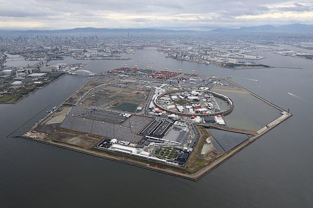 位於大阪夢洲人工島上的世博會場，未來大部分建築都將拆除改建成賭場綜合度假村及酒店等娛樂設施。法新社