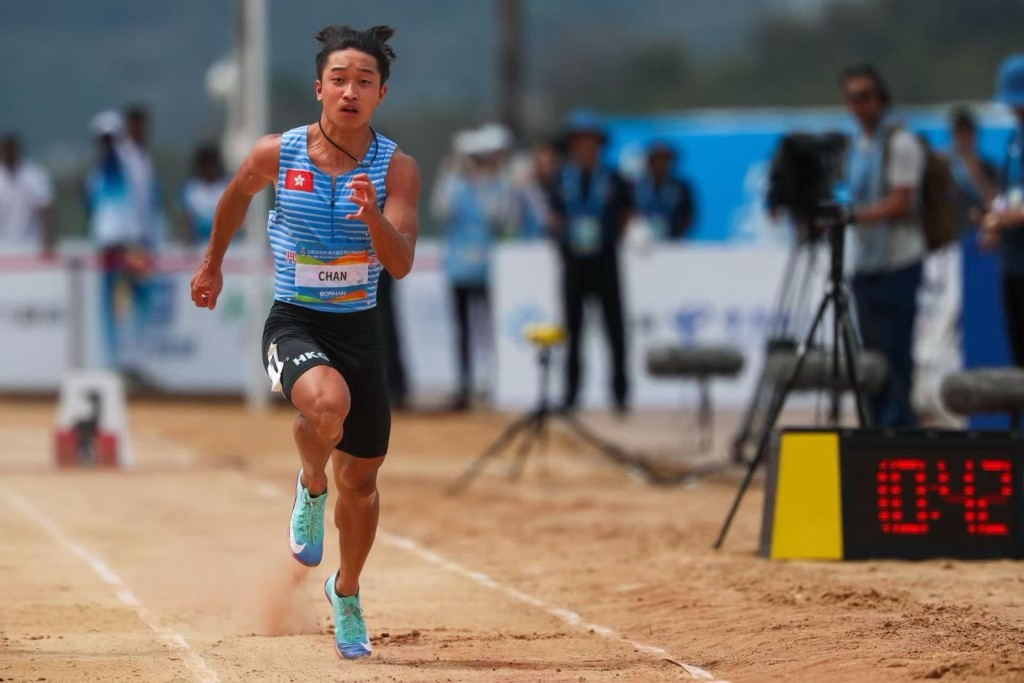 陈一乐在男子６０米决赛中。照片由港协暨奥委会提供