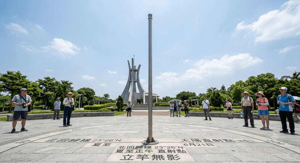夏至正午，太阳直射北回归线，呈现有趣的「立竿无影」现象。