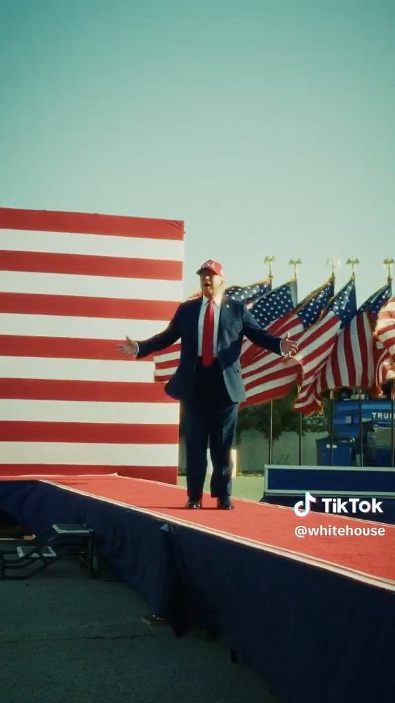 影片大部份鏡頭都是以特朗普為主。TikTok@whitehouse 影片大部份鏡頭都是以特朗普為主。TikTok@whitehouse