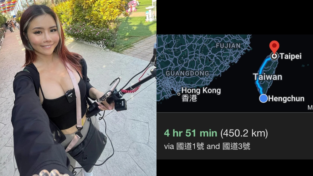 新加坡辣妹台灣挑戰21天徒步環島直播中遭怪婦掟雞蛋，被揭造假。