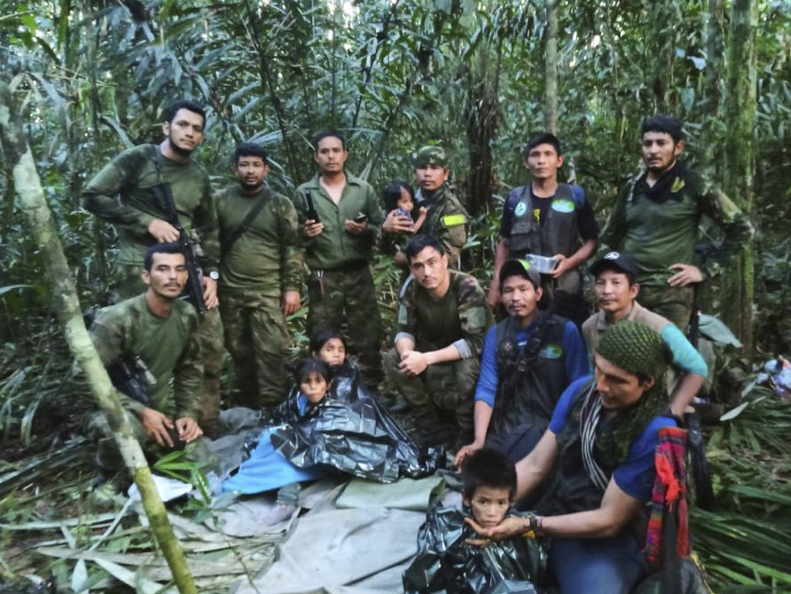 4名兒童墜機後在亞馬遜熱帶雨林遊走40天仍生存獲救。路透社