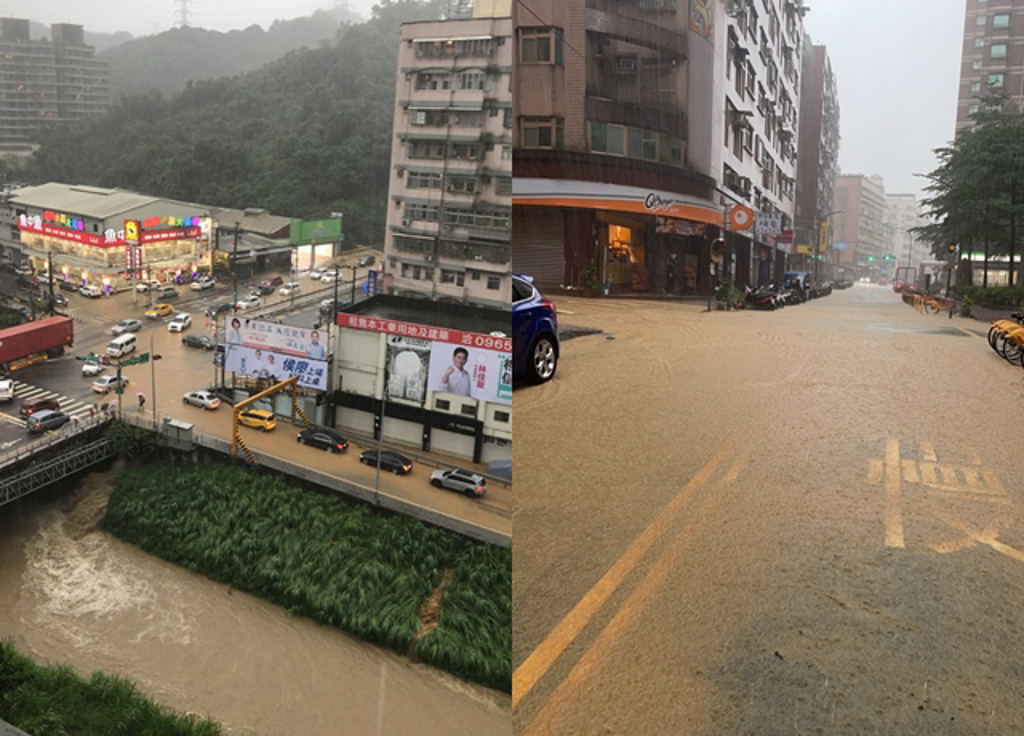 台湾新北市汐止区多处水浸。网上图片