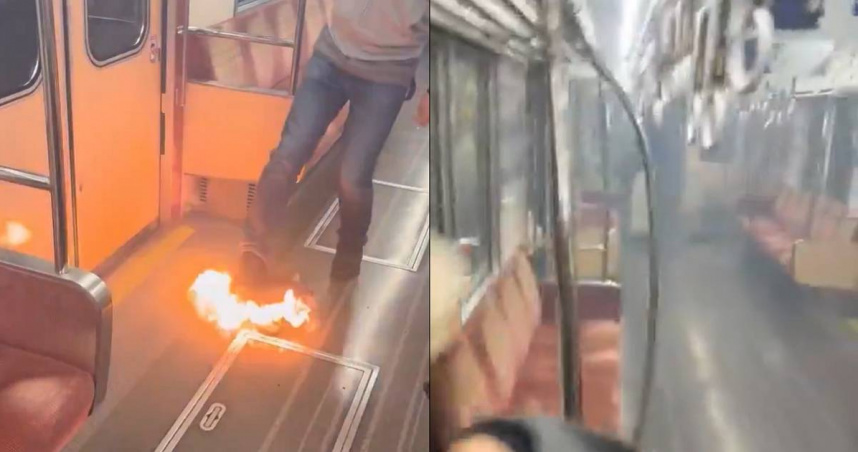 今年4月大阪地鐵列車內也驚傳行動電源起火事故,造成大誤點,有約3萬人受影響。X/Springokey436 今年4月大阪地鐵列車內也驚傳行動電源起火事故,造成大誤點,有約3萬人受影響。X/Springokey436