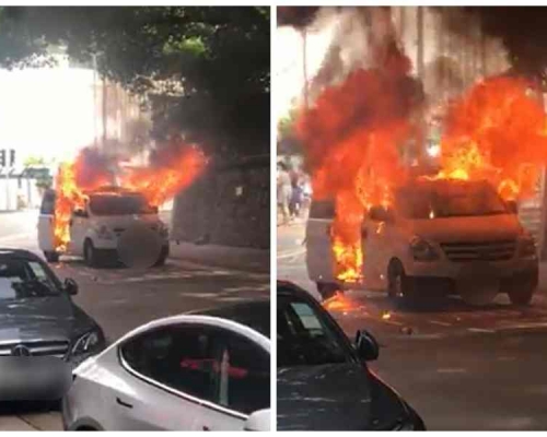 七人車迅即陷入火海。圖：網民Tien Yao Chung