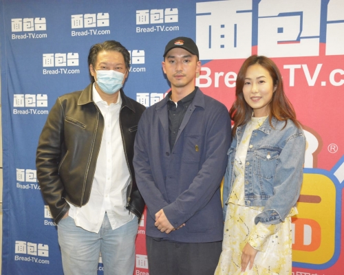 罗守耀带著两位新演员林上及杨昕宣传新片。