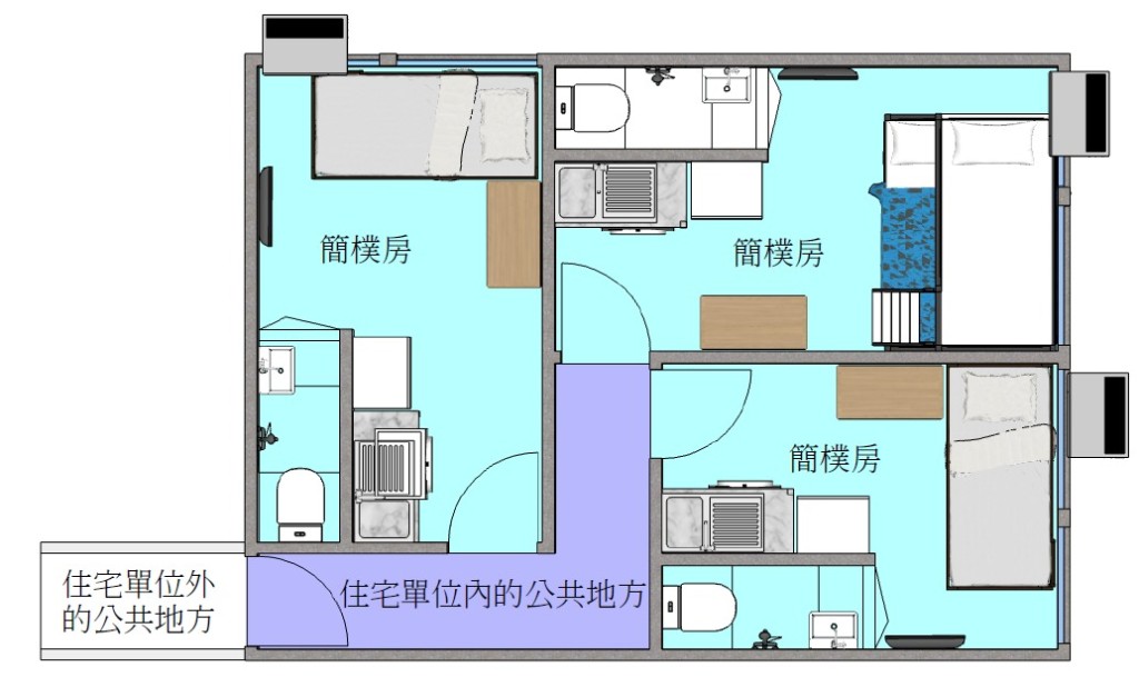 簡樸房模擬圖。政府新聞處 簡樸房模擬圖。政府新聞處