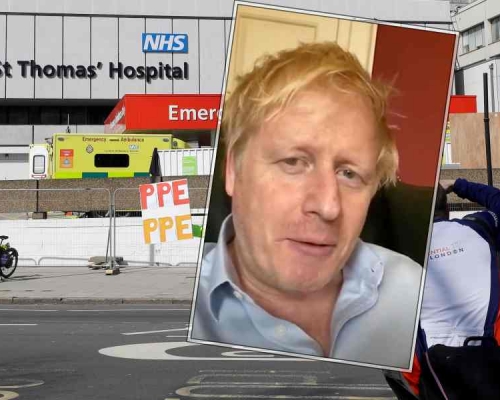 约翰逊连续第二日在伦敦圣托马斯医院内接受治疗。AP 