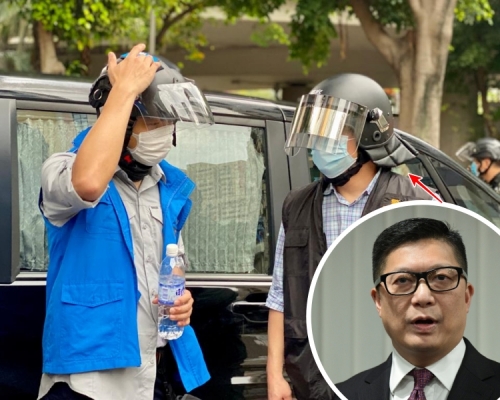 「一哥」戴頭盔到場打氣。