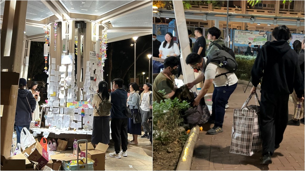 大埔宏福苑五級火｜悼念處午夜起關閉 義工陸續自行執拾物資離場