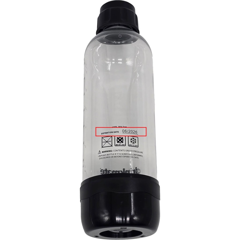 回收水瓶瓶身印上使用期限為2026年1月至2026年10月。 DrinkmateUSA