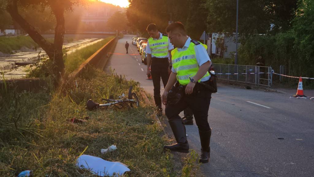 少年單車被撞飛至路旁草叢。