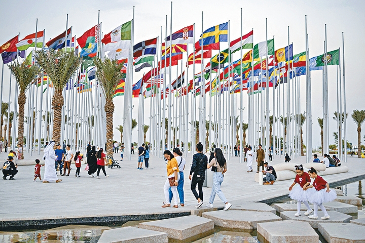 有119根旗幟的旗幟廣場，是球迷在多哈的打卡勝地。