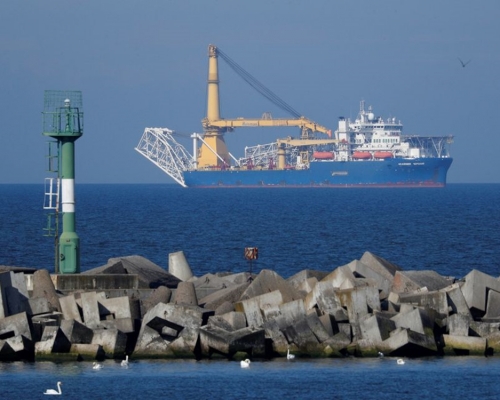 北溪二號天然氣輸送管耗資110億美元，工程已經完成了98%。路透社資料圖片