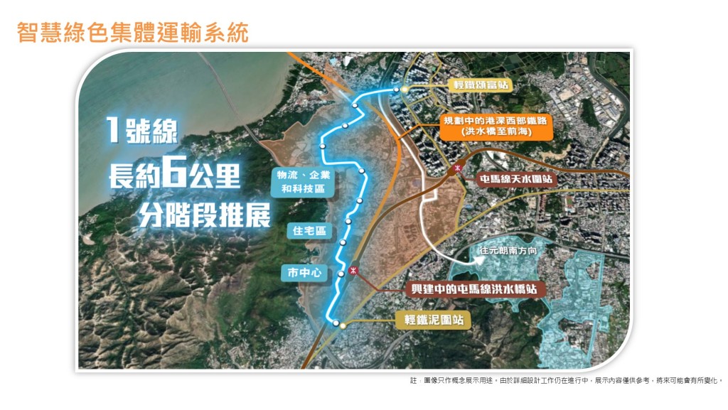 洪水橋/厦村新發展區智慧綠色集體運輸系統。土拓署facebook 洪水橋/厦村新發展區智慧綠色集體運輸系統。土拓署facebook