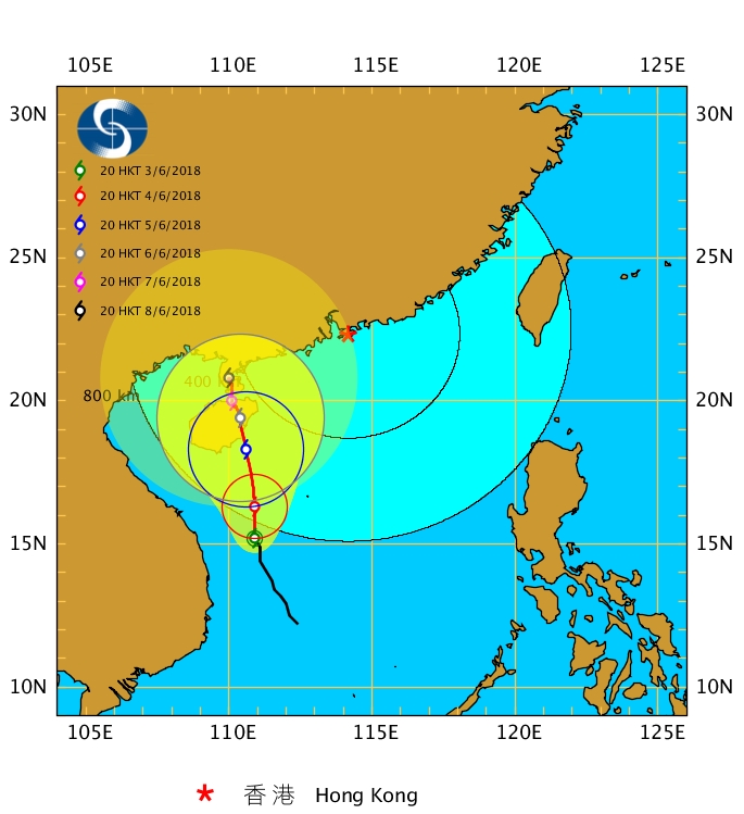 天文台料熱帶風暴趨向海南島東部一帶。