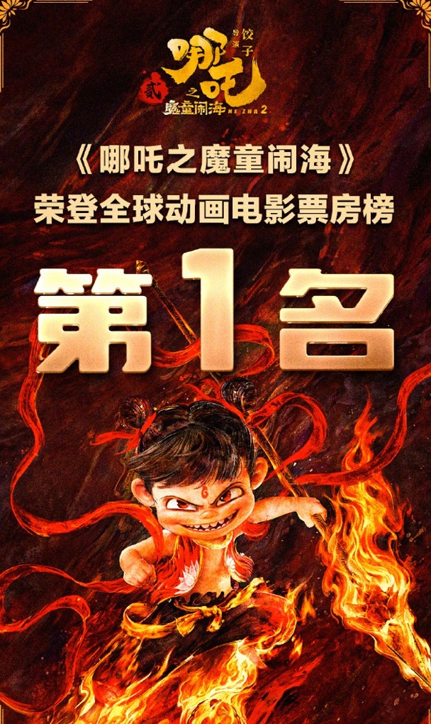 內地奇幻喜劇動畫電影《哪吒之魔童鬧海》（哪吒2）票房已衝破139億人民幣（約148億港元），成功登頂全球動畫電影票房榜，更創下亞洲電影最佳歷史票房及躋身全球史上票房榜第8位。