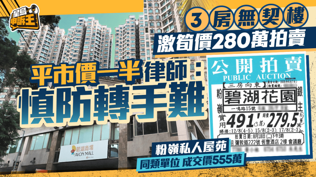 星島申訴王 | 3房無契樓 激筍價280萬拍賣 平市價一半 律師：慎防轉手難