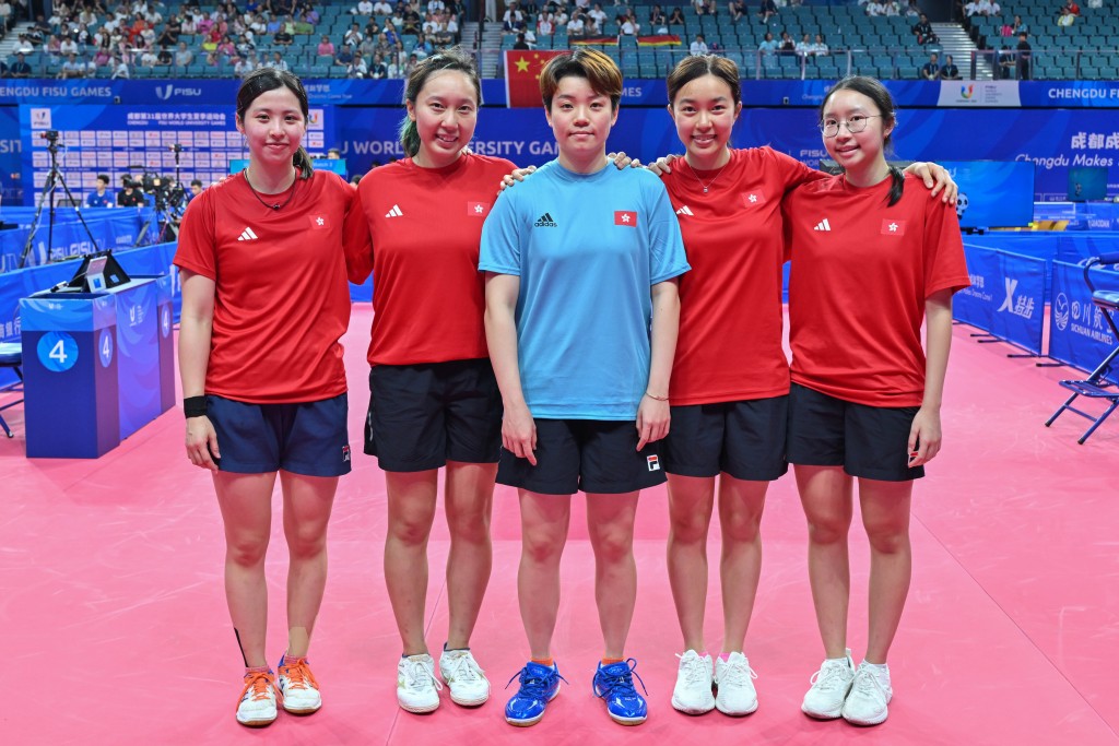 林依諾(左起)、蘇慧音、杜凱琹、吳詠琳、李凱敏。 大專體育協會圖片