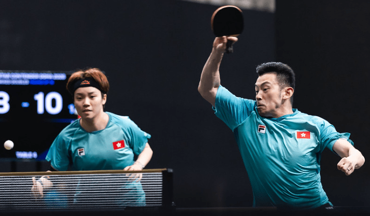 黃鎮廷(右)、杜凱琹(左)打入卡塔爾站混雙決賽。WTT官網