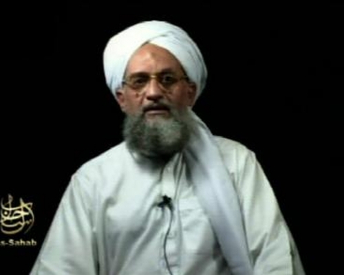 阿爾蓋達領袖扎瓦希里發表錄影講話。AP圖片