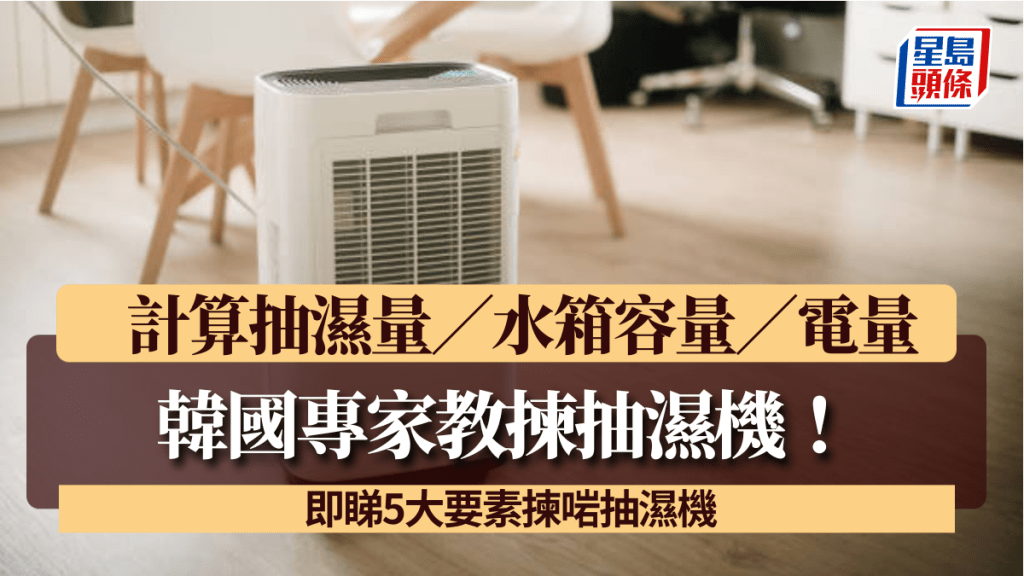 抽濕機選購攻略 韓國專家教路計算抽濕量／水箱容量／電量 即睇5大要素揀啱抽濕機