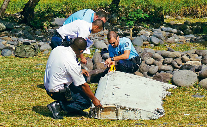 數年前在法屬留尼旺島找到的MH370客機殘骸。