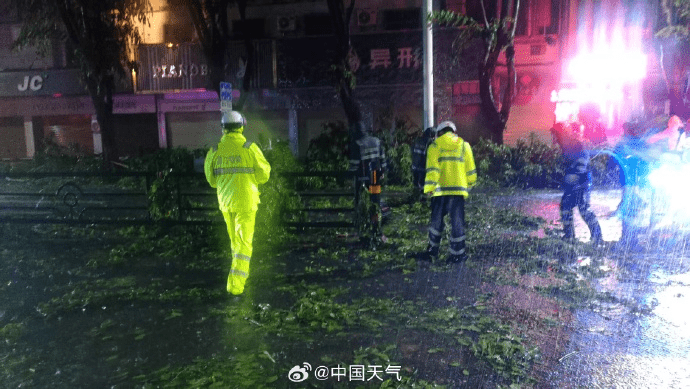 颱風「蝴蝶」過境海南昌江,城區樹木倒伏,交警城管連夜清障。 中國天氣 颱風「蝴蝶」過境海南昌江,城區樹木倒伏,交警城管連夜清障。 中國天氣