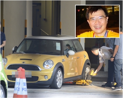 涉案黃色Mini Cooper,小圖為許金山。資料圖片