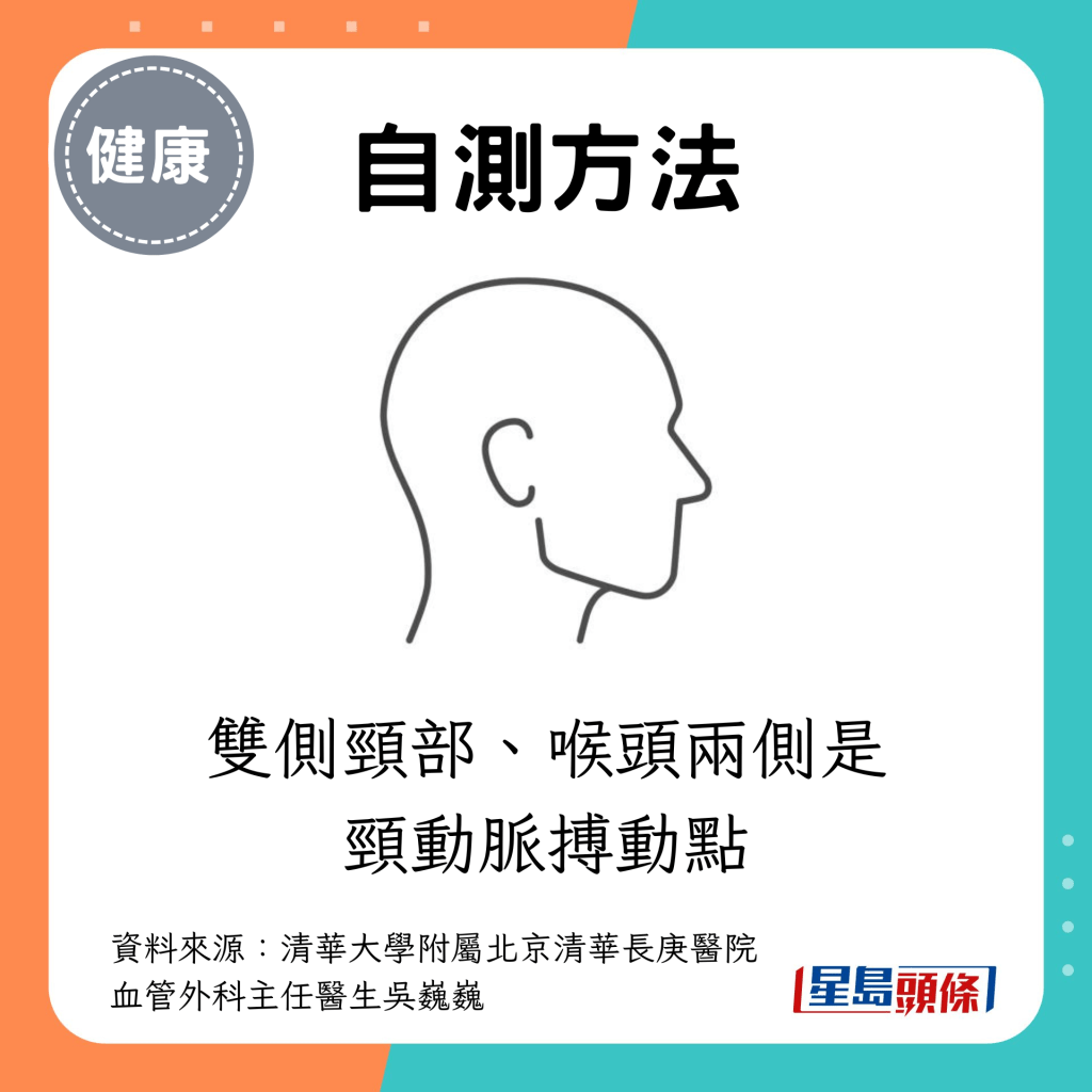 双侧颈部、喉头两侧是颈动脉搏动点