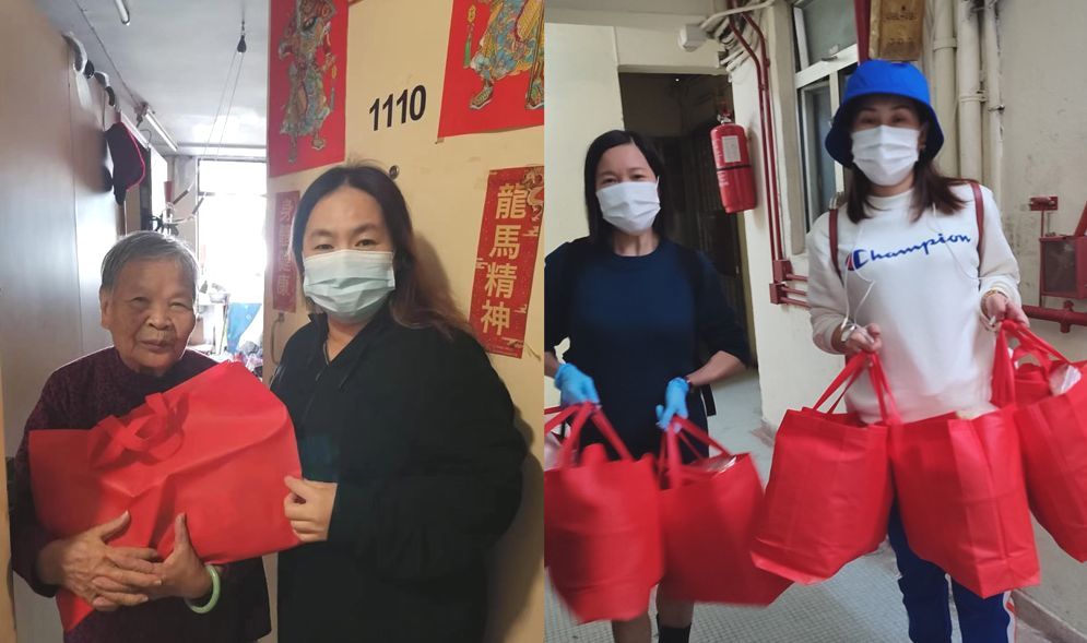 香港湘潭聯誼會帶領骨幹義工派發200份福袋給 長者及基層家庭