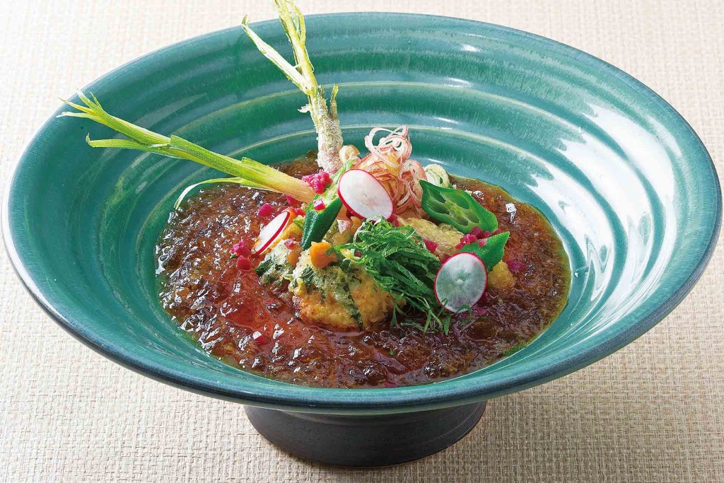 紫蘇啫喱加天婦羅雞肉,清爽十足,1,680日圓。