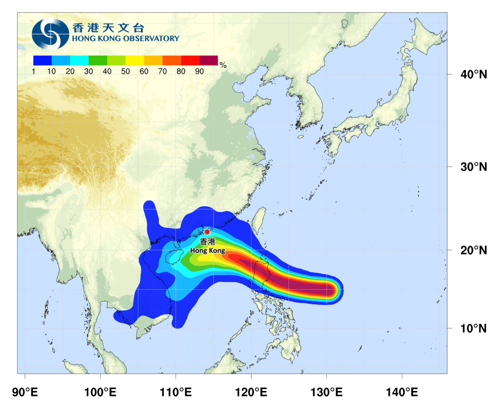 热带气旋桃芝路径预测。